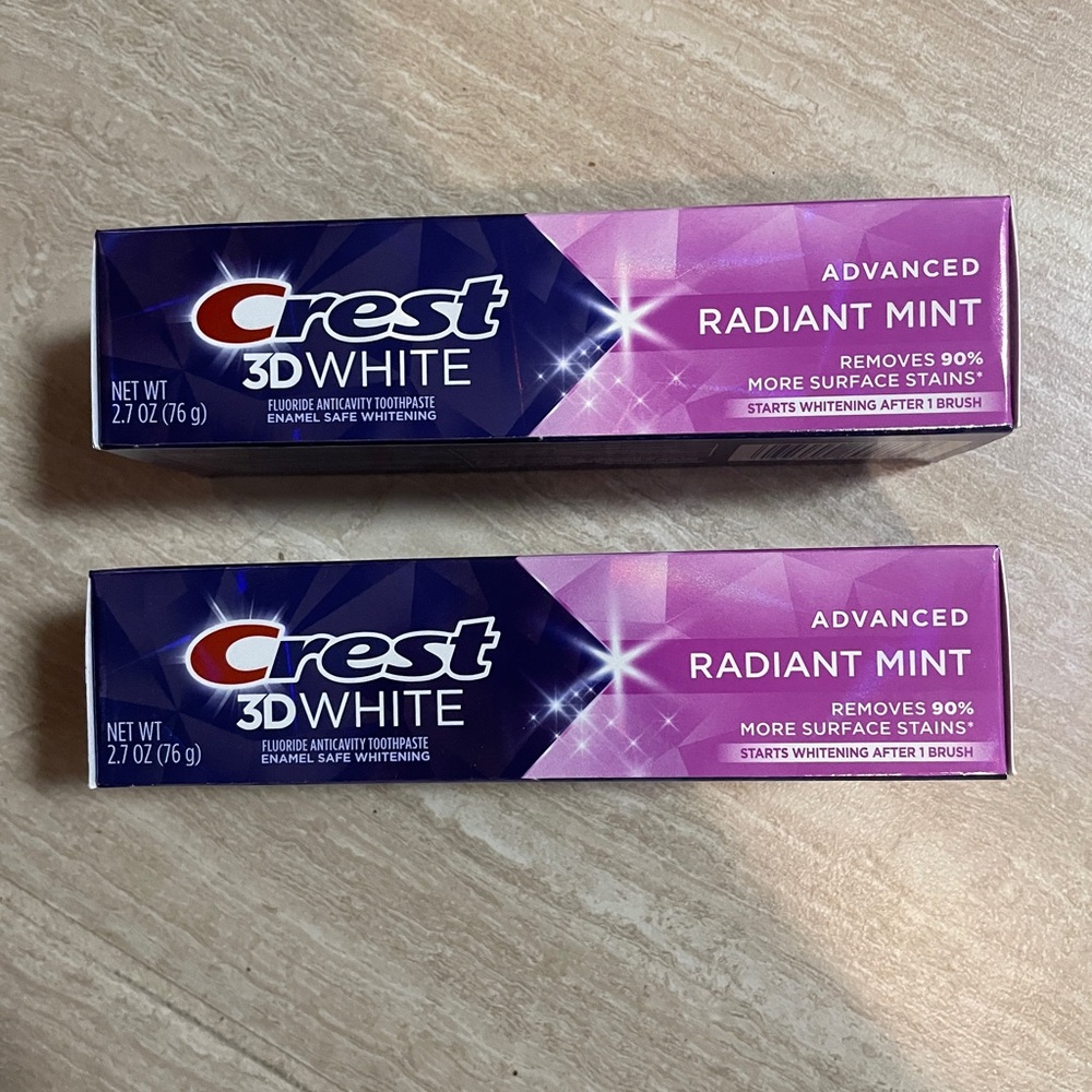 NEW Crest 3D White Advanced Radiant Mint 2 box Toothpaste Tooth Paste Bundle NWT